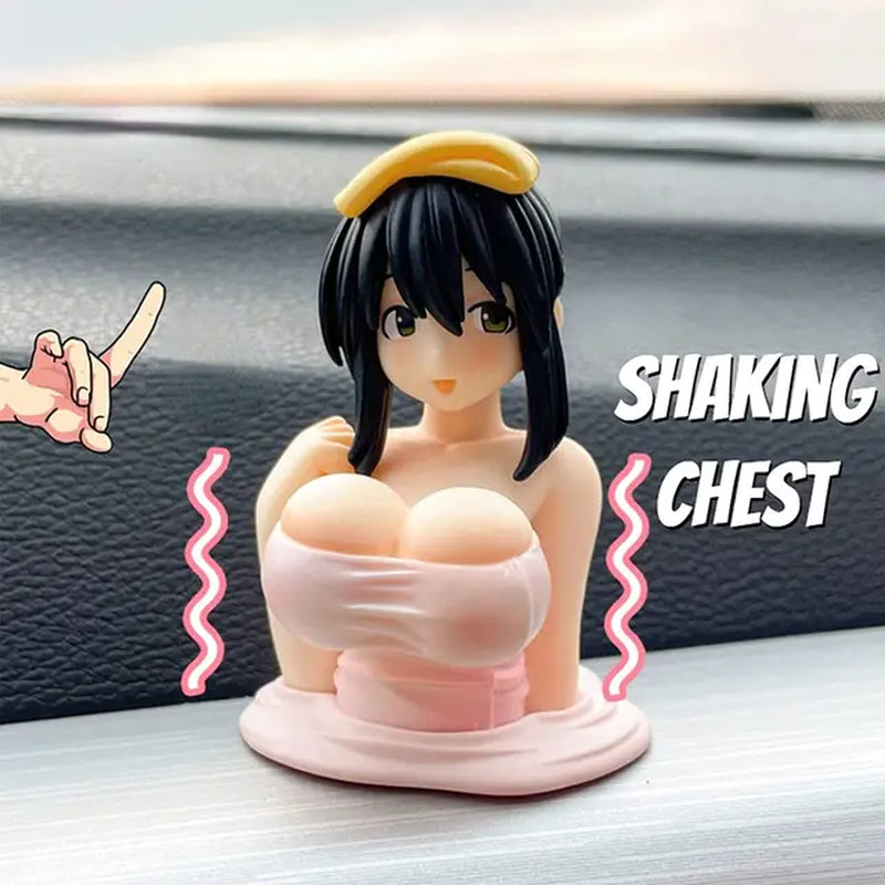 New Cute Chest Shaking Girls Car Ornaments Cartoon Kawaii Car Dashboard Accessories Pink Anime Car Accessories Interior