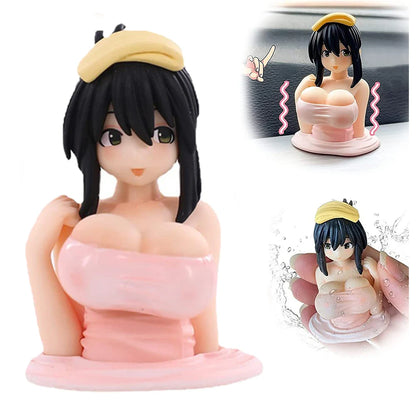 New Cute Chest Shaking Girls Car Ornaments Cartoon Kawaii Car Dashboard Accessories Pink Anime Car Accessories Interior