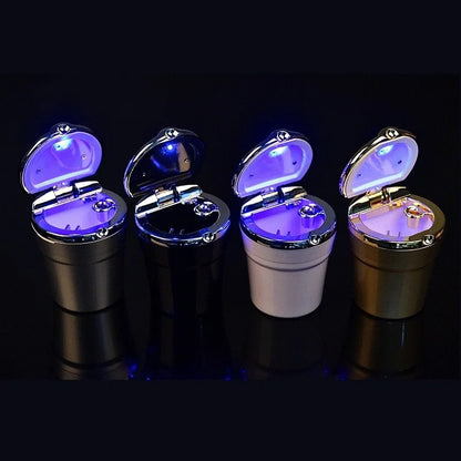 Car Ashtray Car Garbag Can with Led Light with Cover Creative Personality Covered Car inside the Car Multi-Function Car Supplie